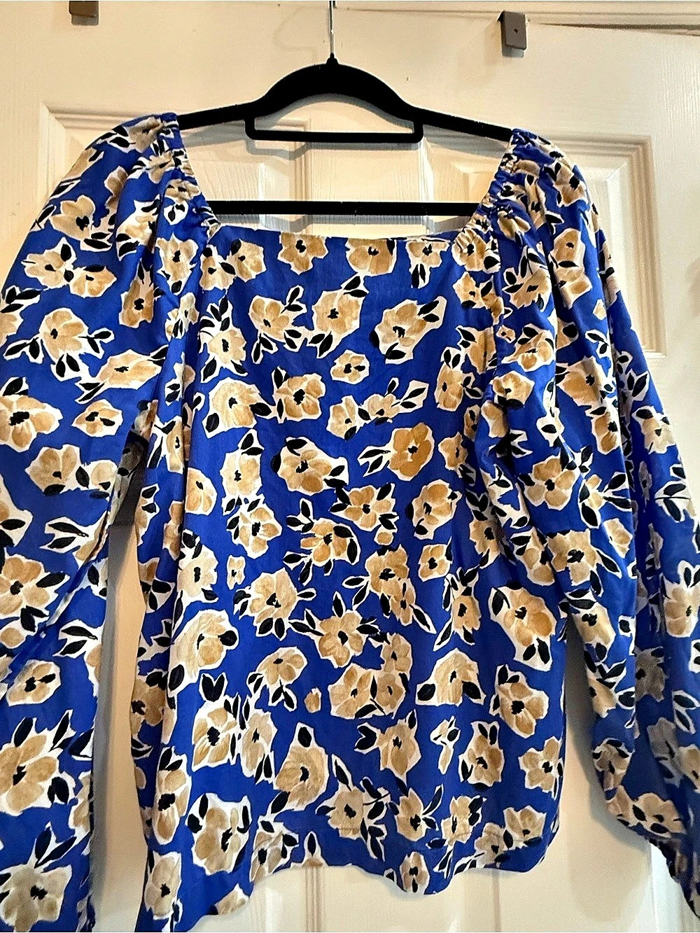 Ann Taylor Floral Long Sleeve Blouse in Blue & Brown Size Medium